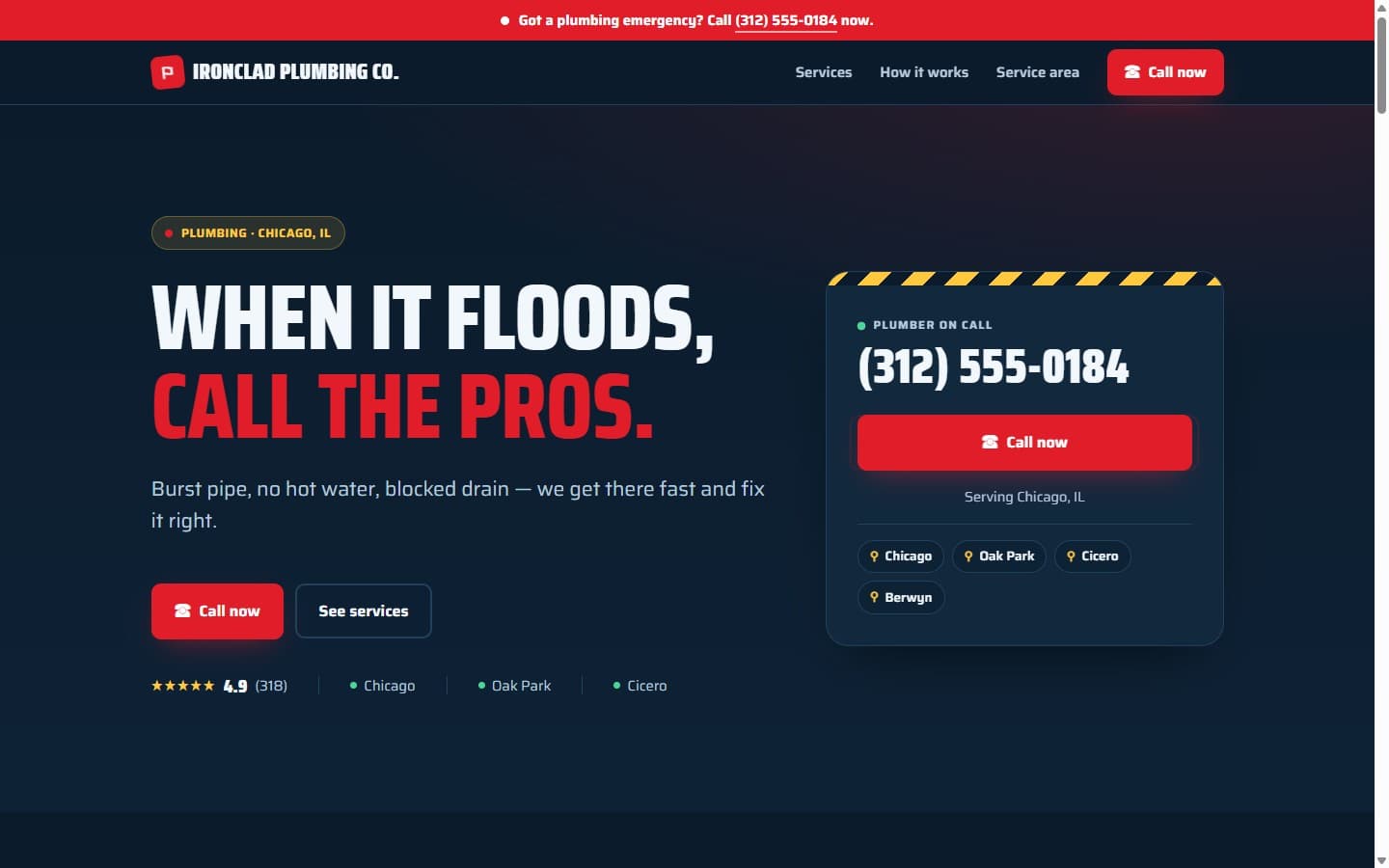 Sample emergency-service website design by Almora